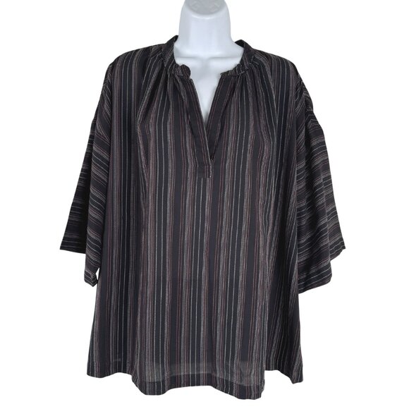 Hatch‎ Maternity Blouse Top Womens Size 3 Striped V-Neck Cotton TP-3343 - Picture 1 of 9
